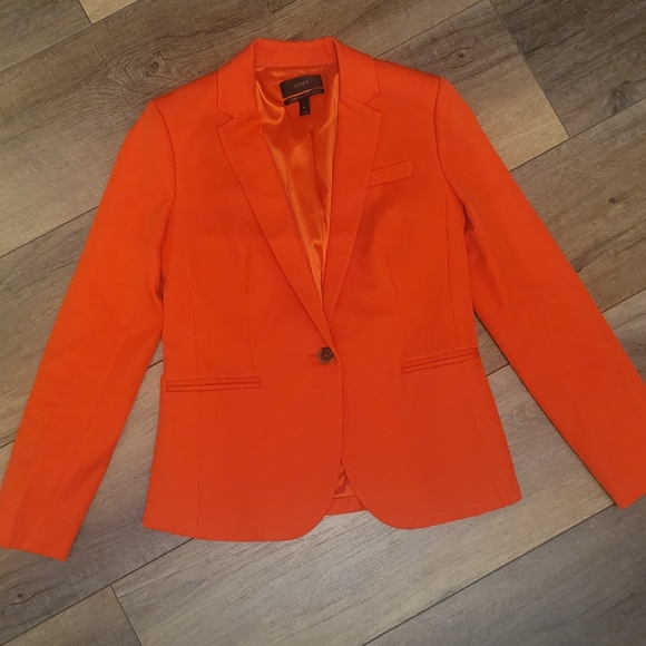 Women's J. Crew Red Orange Pencil Skirt Blazer Parke Suit Set, Sz6 / 6T - Picture 2 of 14
